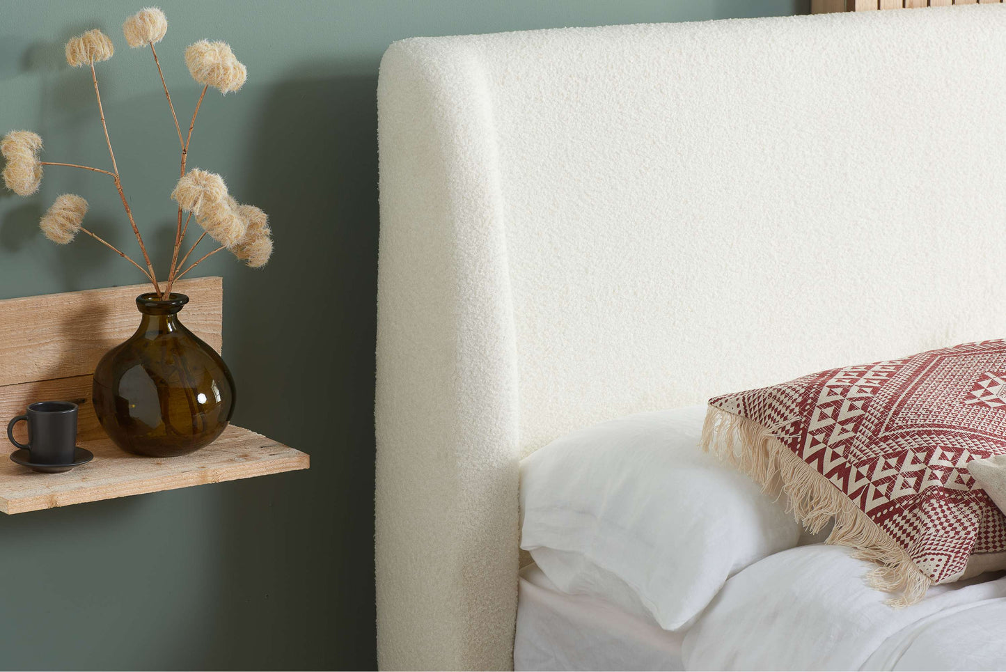 Halfden White Fabric Bed