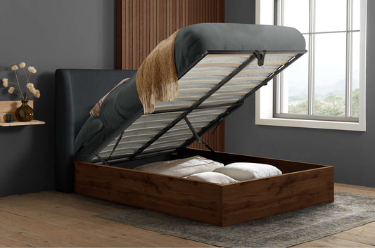 Halfden Grey Ottoman Storage Bed