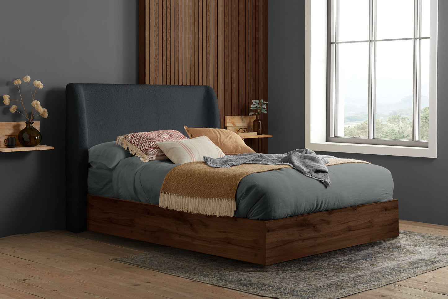 Halfden Grey Ottoman Storage Bed
