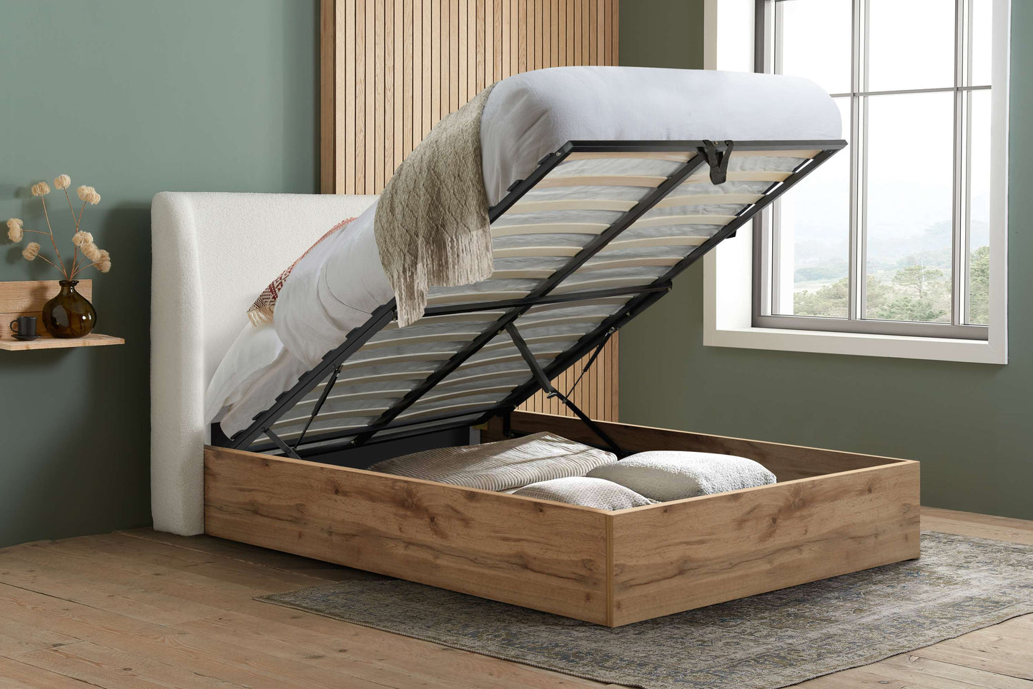 Halfden White Ottoman Storage Bed