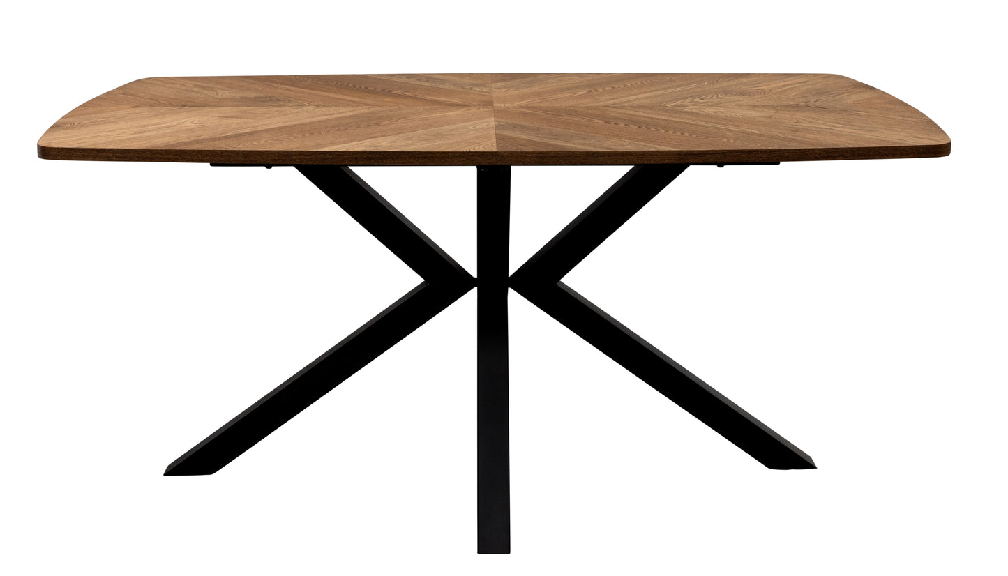 Windsor 1.6m Medium Oak Veneer Dining Table Set + 6x Windsor Grey Fabric Dining Chairs