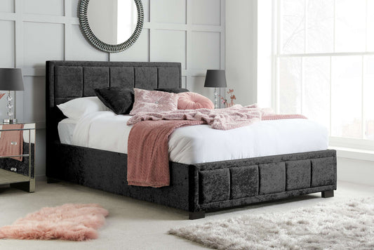 Hannover Black Crushed Velvet Fabric Bed