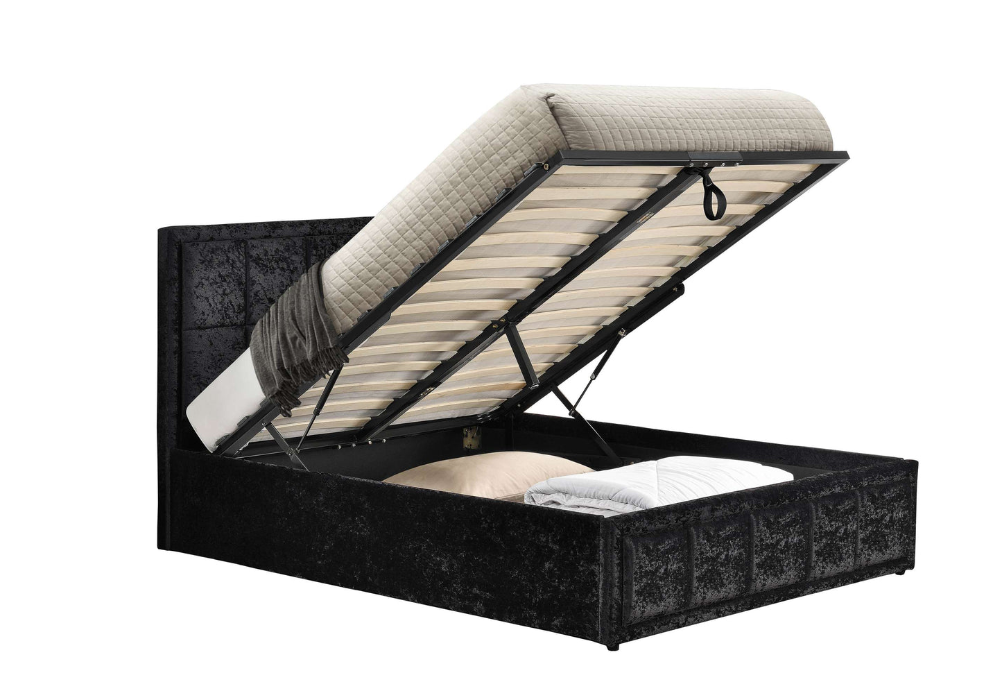 Hannover Black Crushed Velvet Ottoman Storage Bed