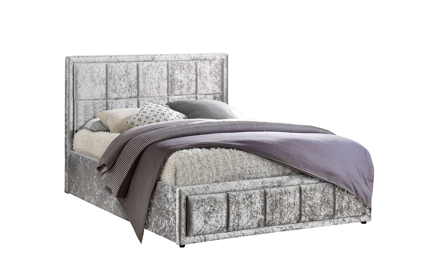 Hannover Steel Crushed Velvet Ottoman Storage Bed