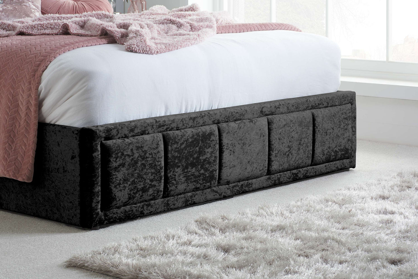 Hannover Black Crushed Velvet Ottoman Storage Bed