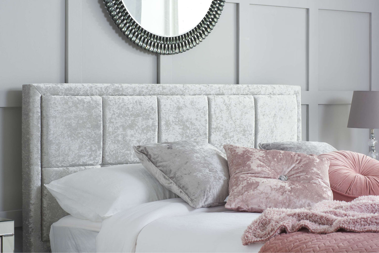 Hannover Steel Crushed Velvet Ottoman Storage Bed