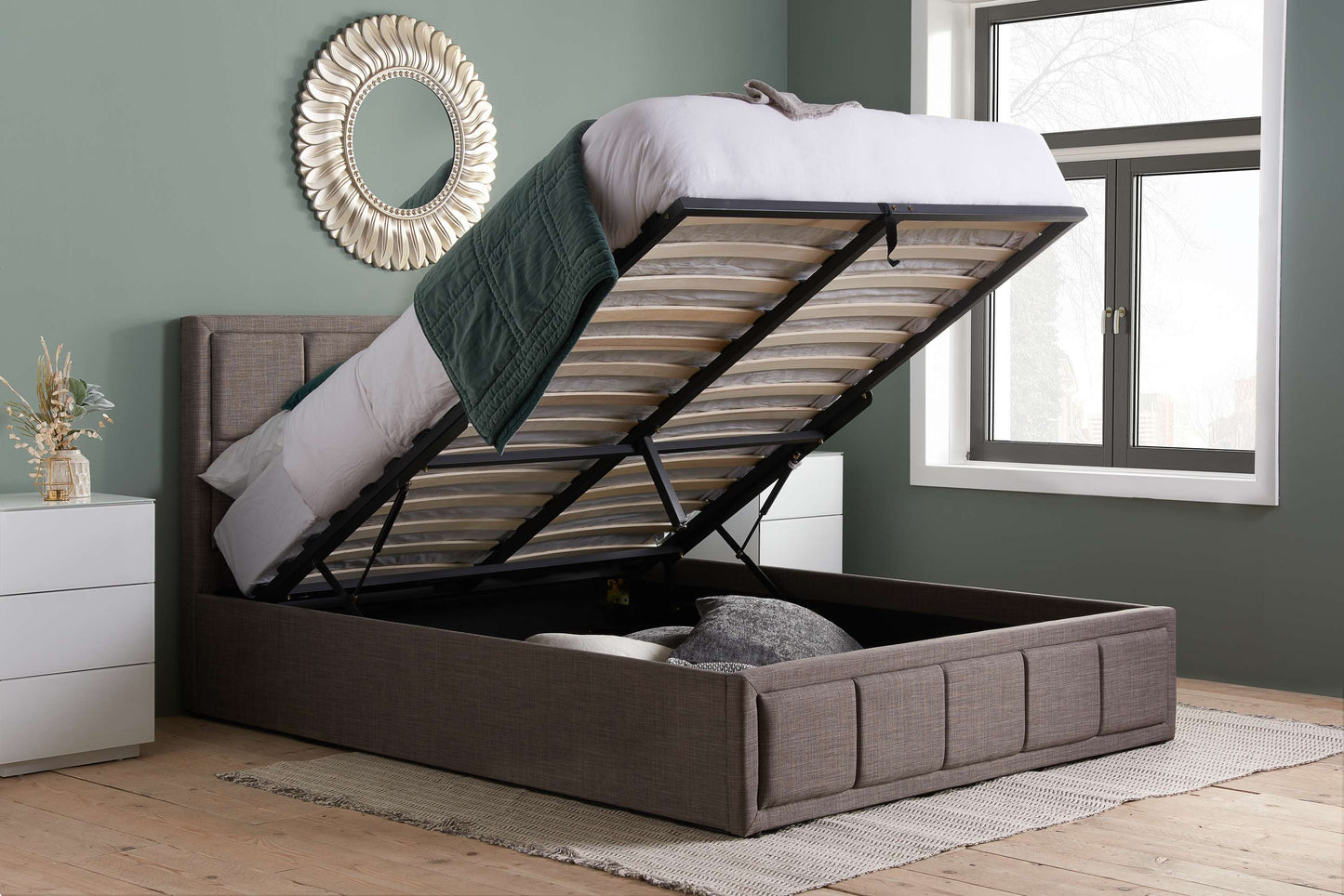 Hannoer Grey Ottoman Storage Bed