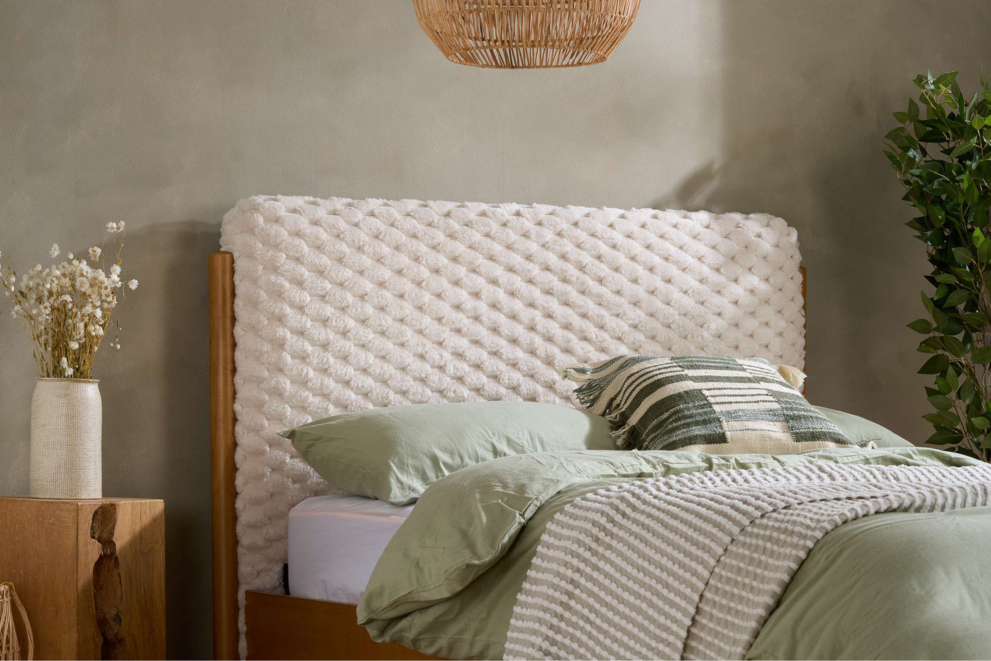 Hatti Faux Fur Wooden Bed