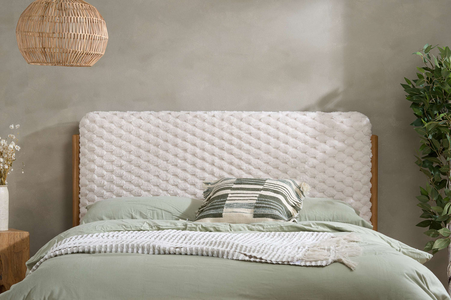 Hatti Faux Fur Wooden Bed