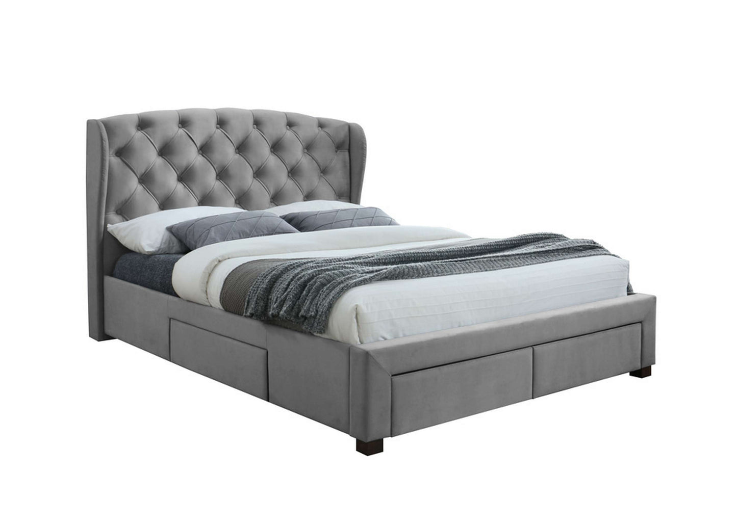 Hope Grey Fabric Bed With Storage Drawers