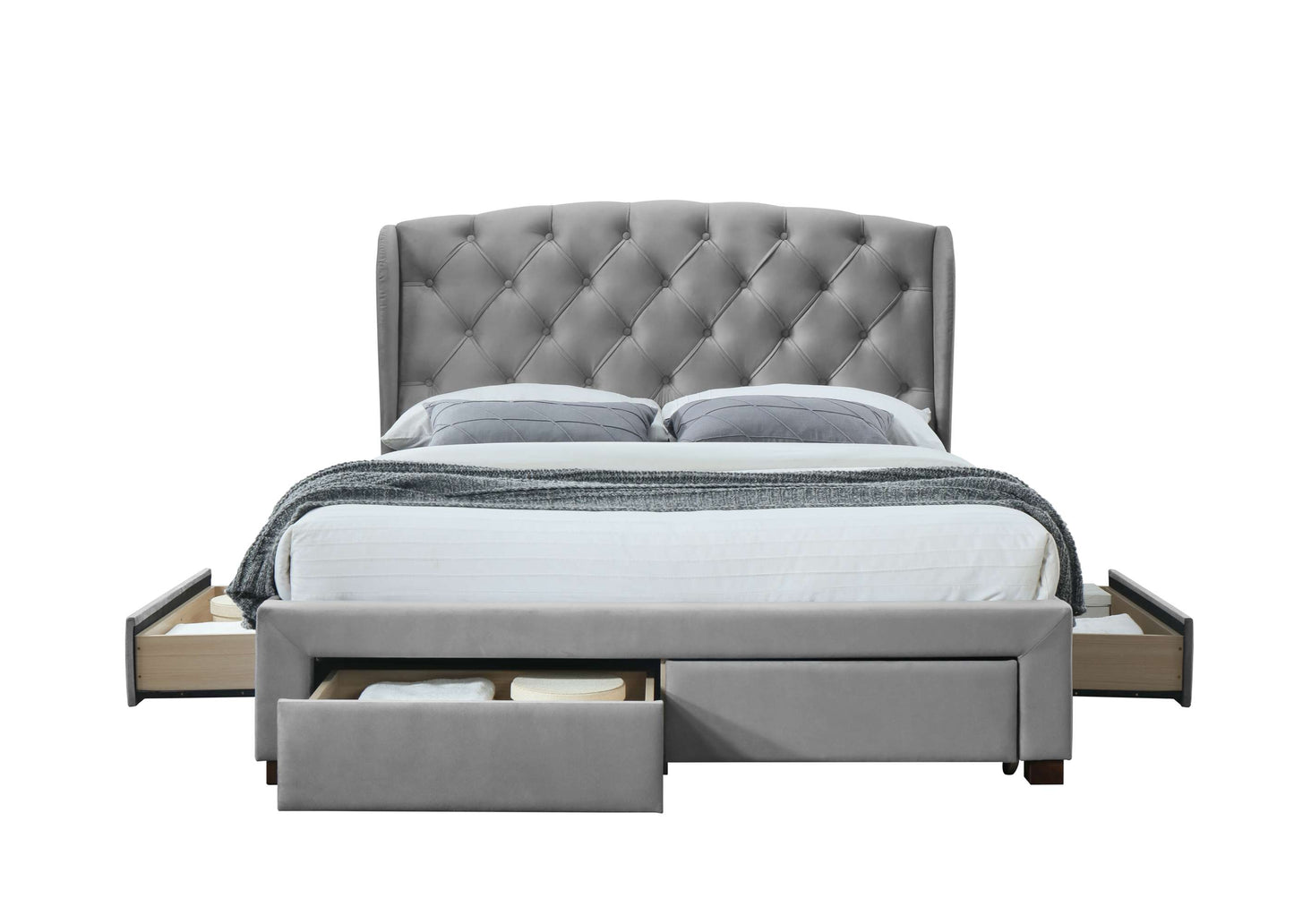 Hope Grey Fabric Bed With Storage Drawers