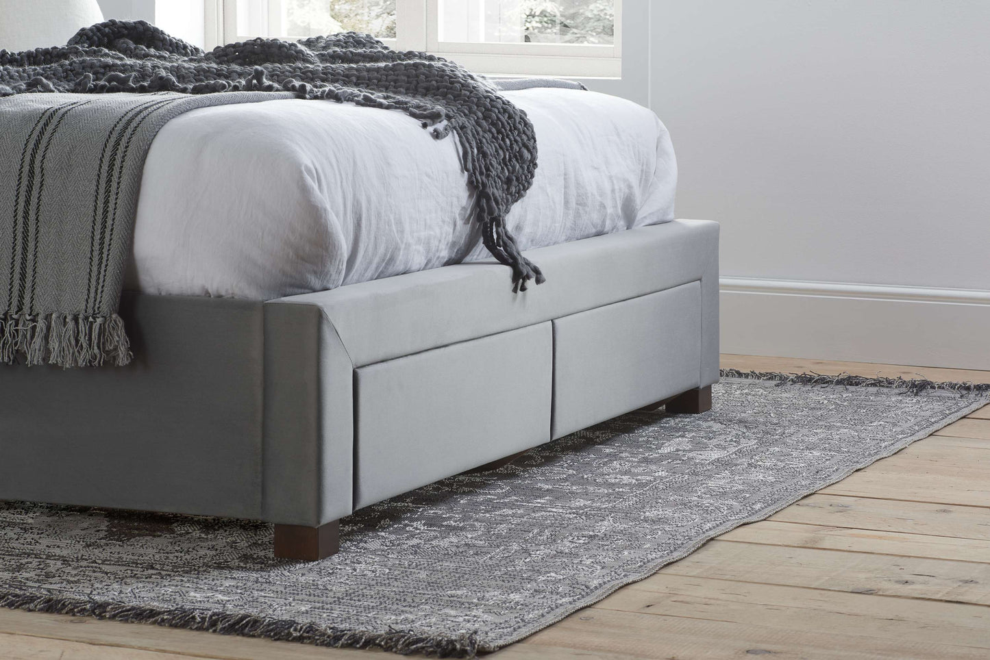 Hope Grey Fabric Bed With Storage Drawers