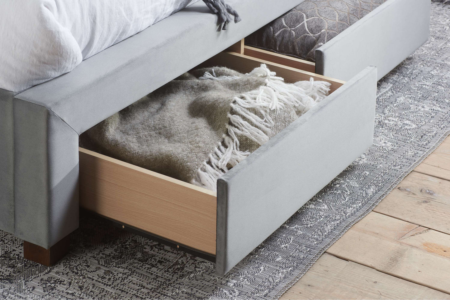 Hope Grey Fabric Bed With Storage Drawers