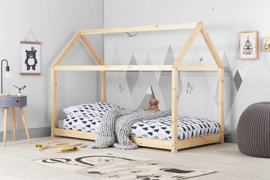Kids Pine Themed House Single Bed