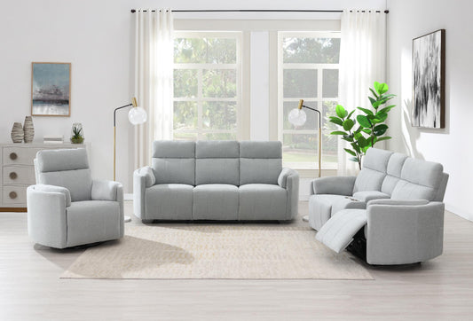 Juno Recliner Sofas - Light Grey Chenille Fabric