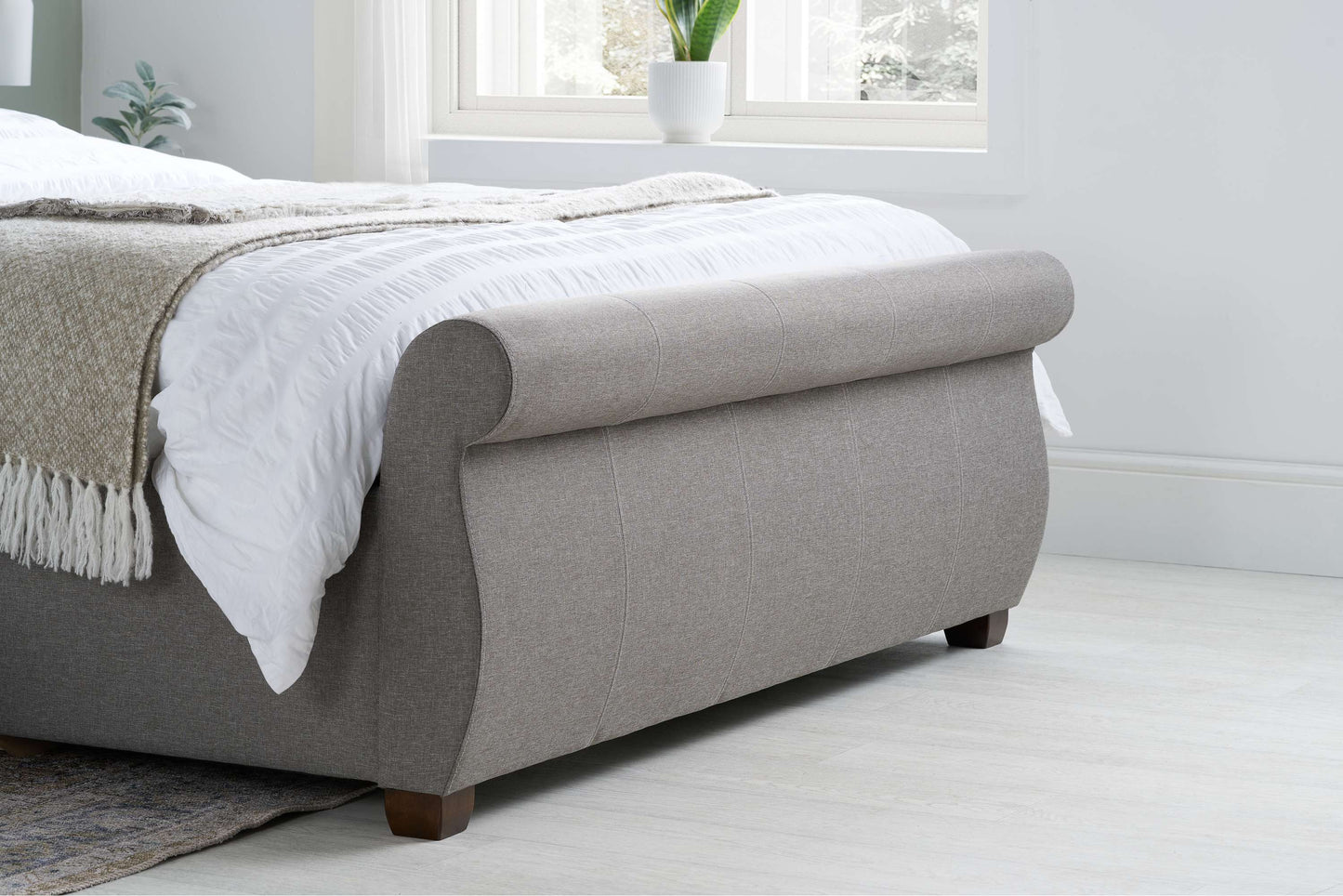 Lancaster Grey Fabric Sleigh Bed