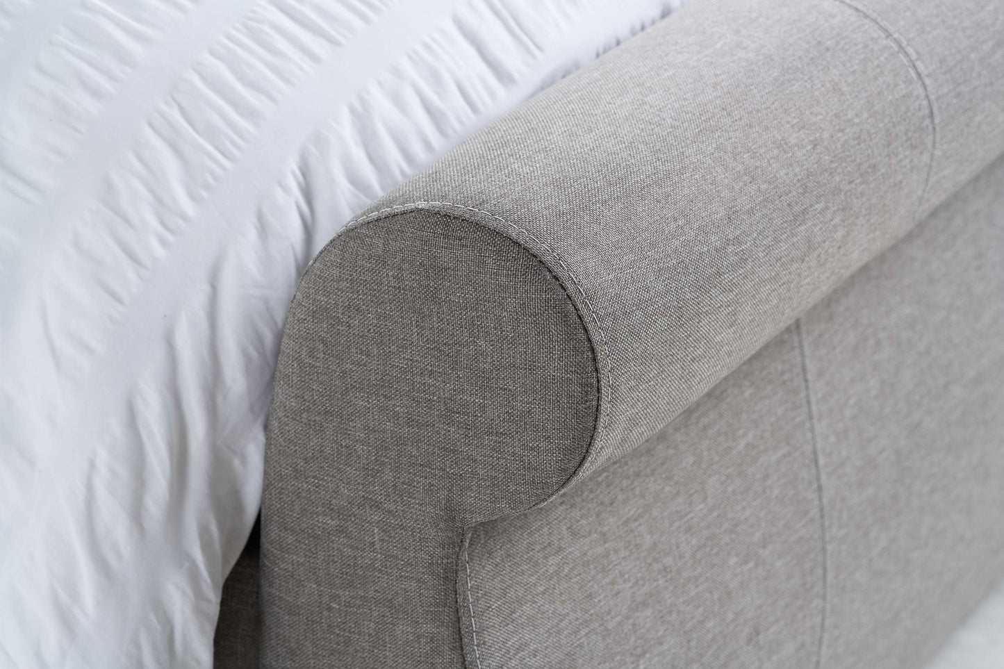 Lancaster Grey Fabric Sleigh Bed