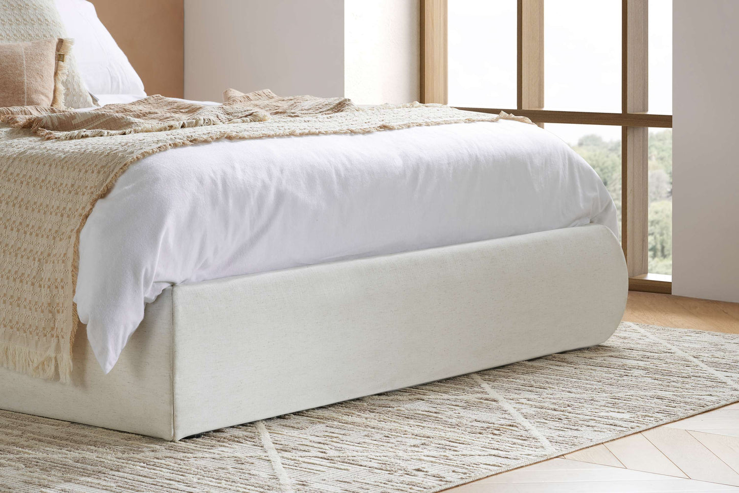 Lanis Cream Ottoman Storage Bed