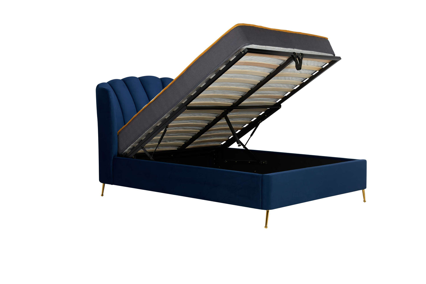 Lottie Midnight Blue Fabric Ottoman Storage Bed