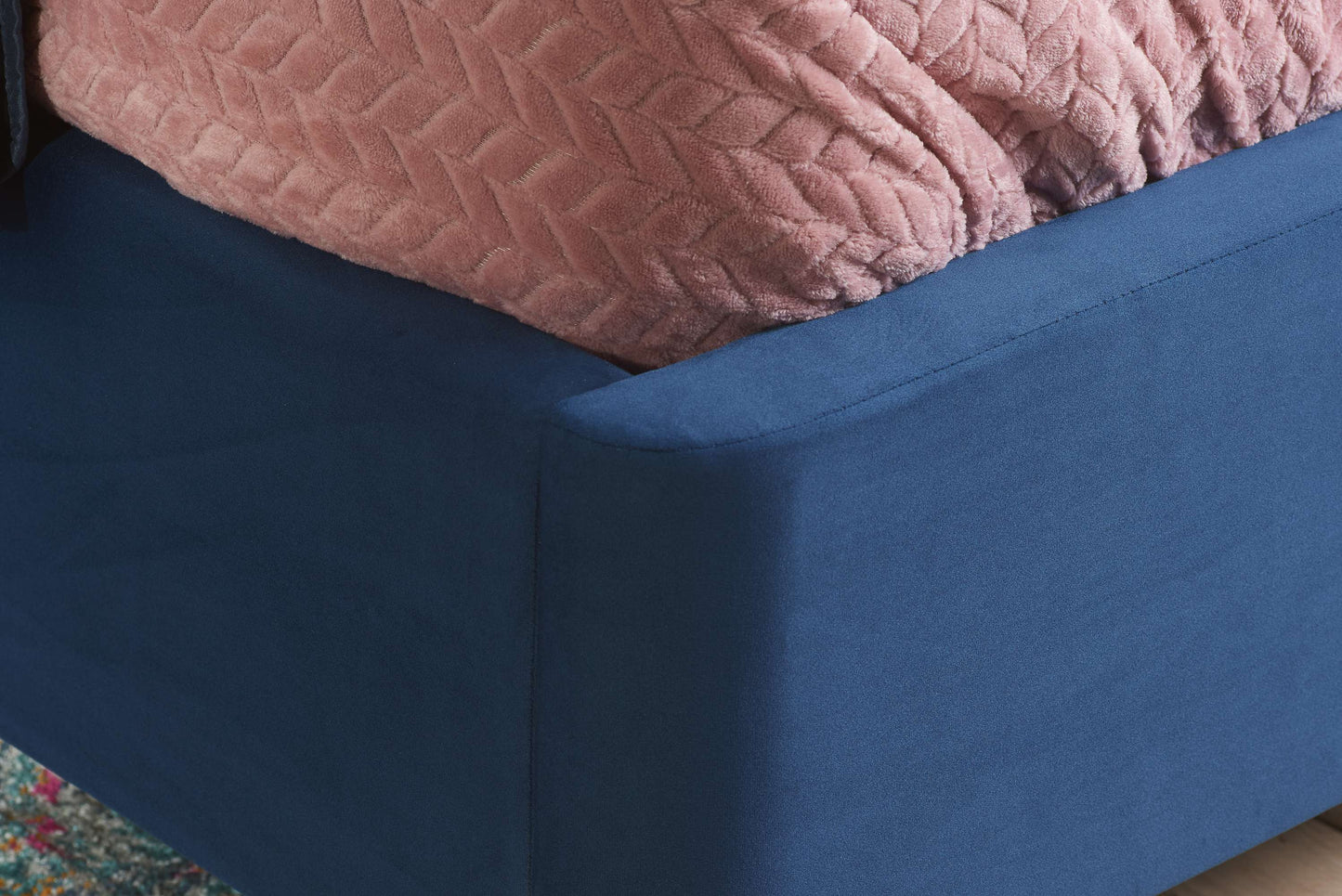Lottie Midnight Blue Fabric Ottoman Storage Bed