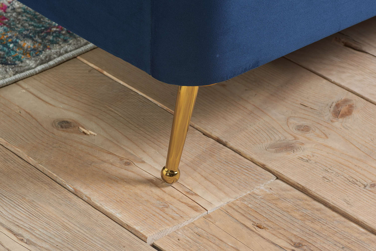 Lottie Midnight Blue Fabric Ottoman Storage Bed