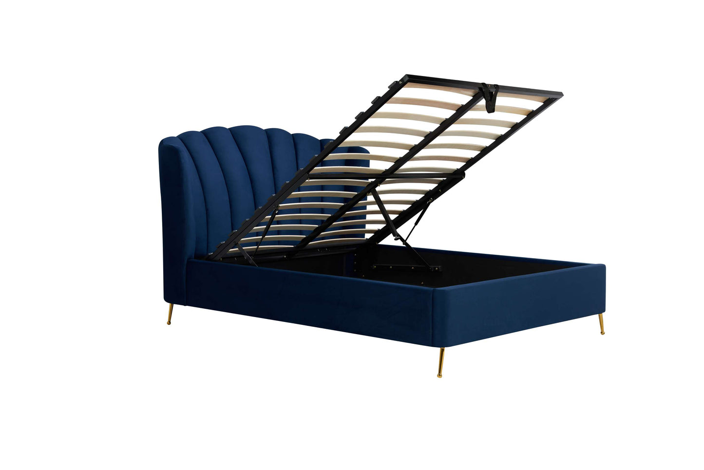 Lottie Midnight Blue Fabric Ottoman Storage Bed
