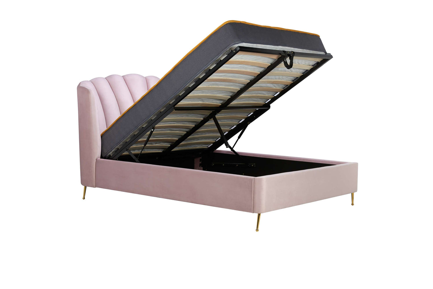 Lottie Pink Fabric Ottoman Storage Bed