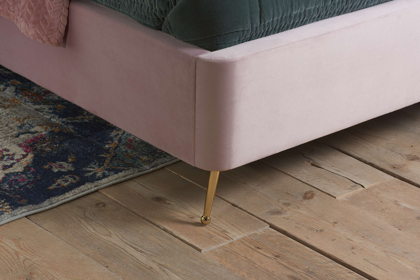 Lottie Pink Fabric Ottoman Storage Bed
