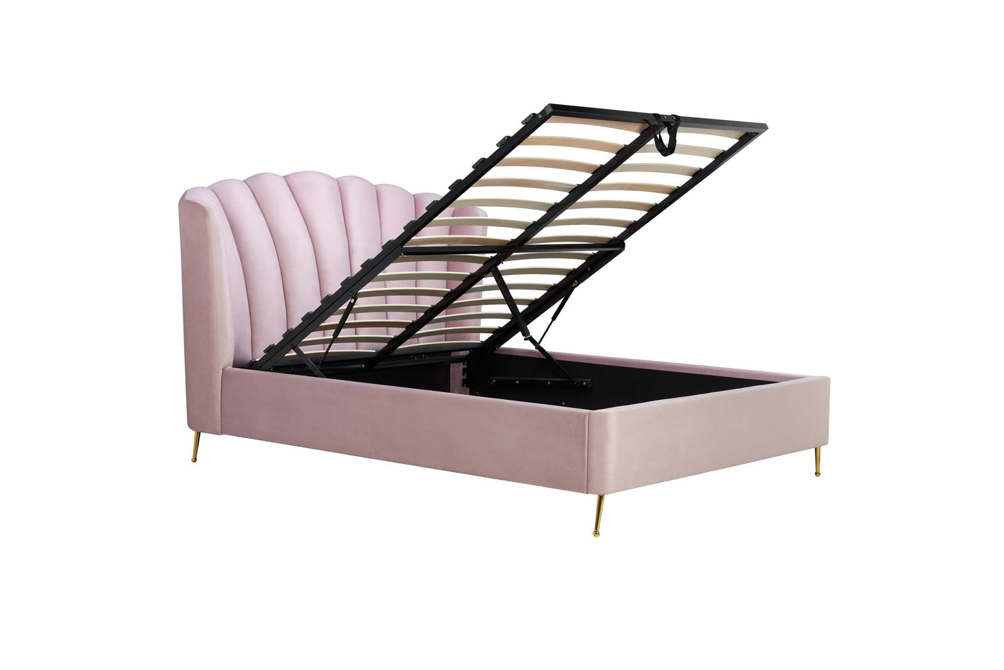 Lottie Pink Fabric Ottoman Storage Bed