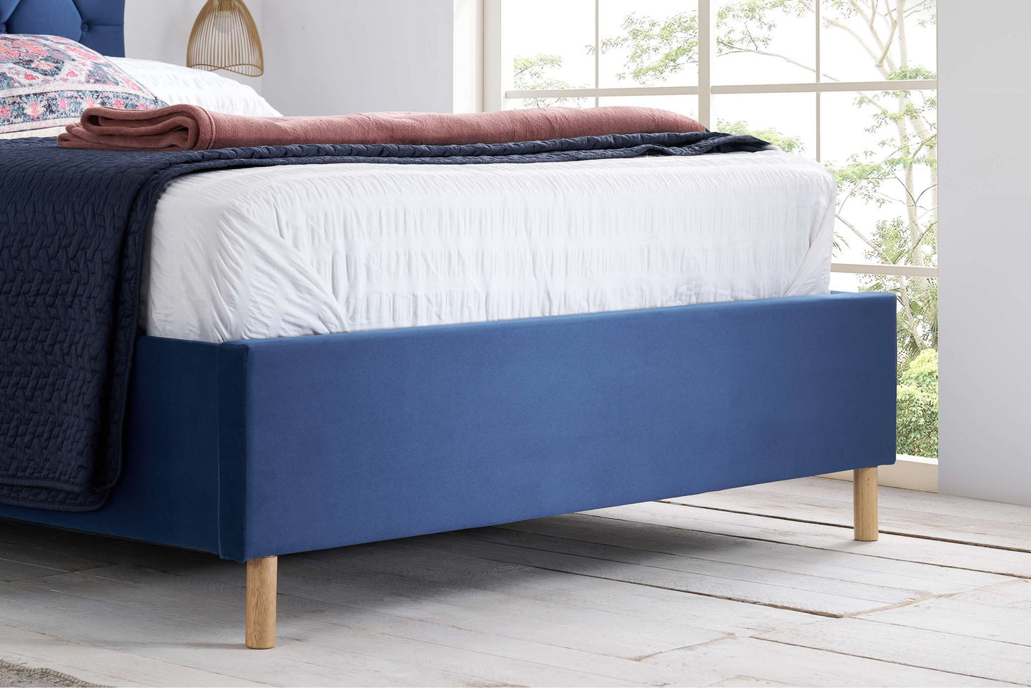 Loxley Blue Fabric Ottoman Storage Bed