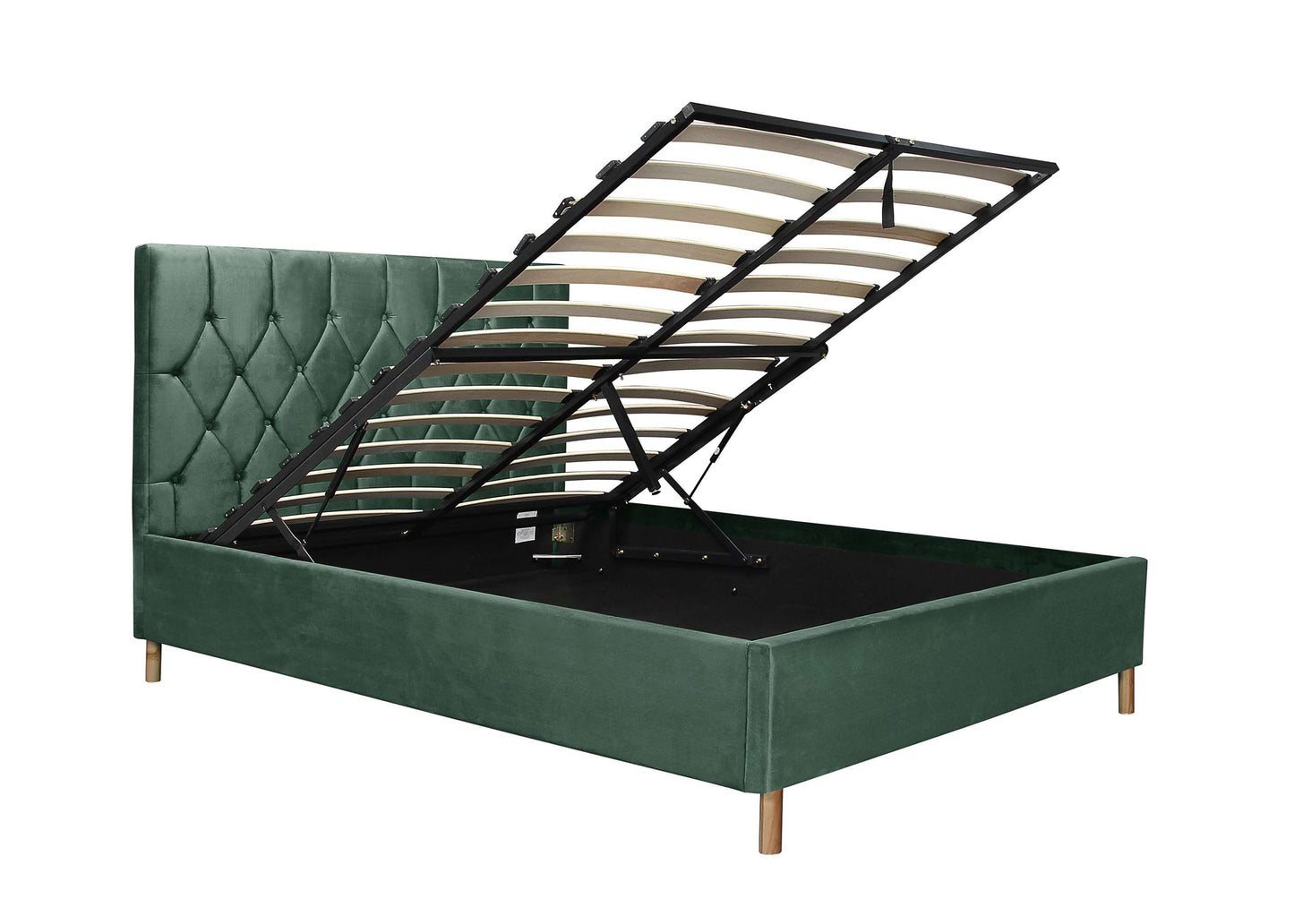 Loxley Green Fabric Ottoman Storage Bed