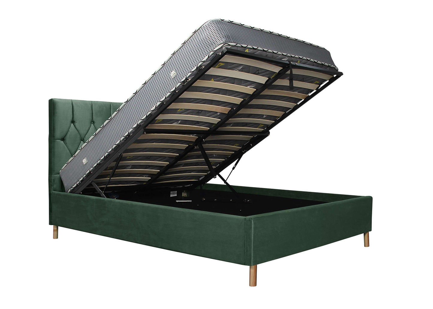 Loxley Green Fabric Ottoman Storage Bed