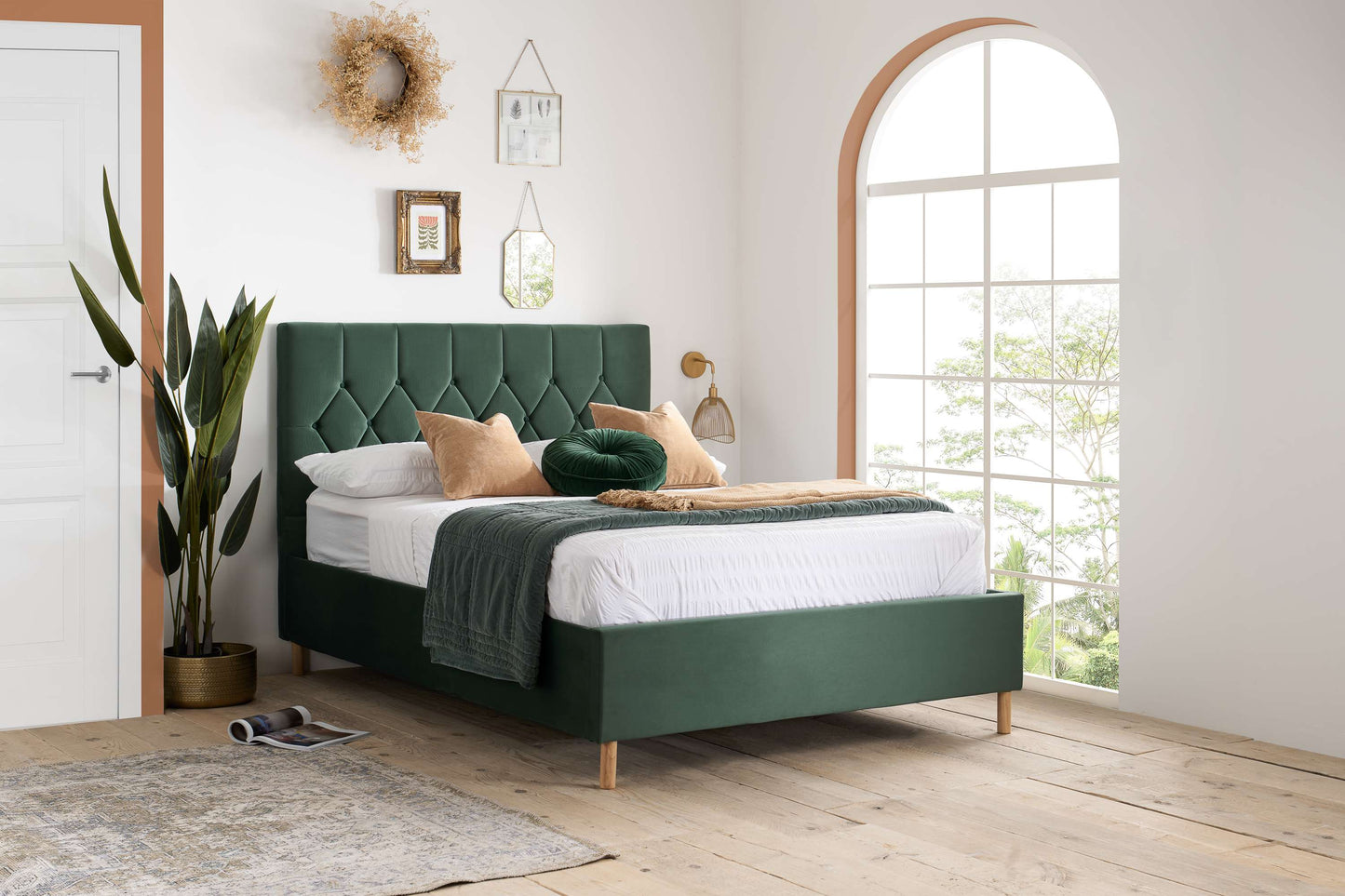 Loxley Green Fabric Ottoman Storage Bed