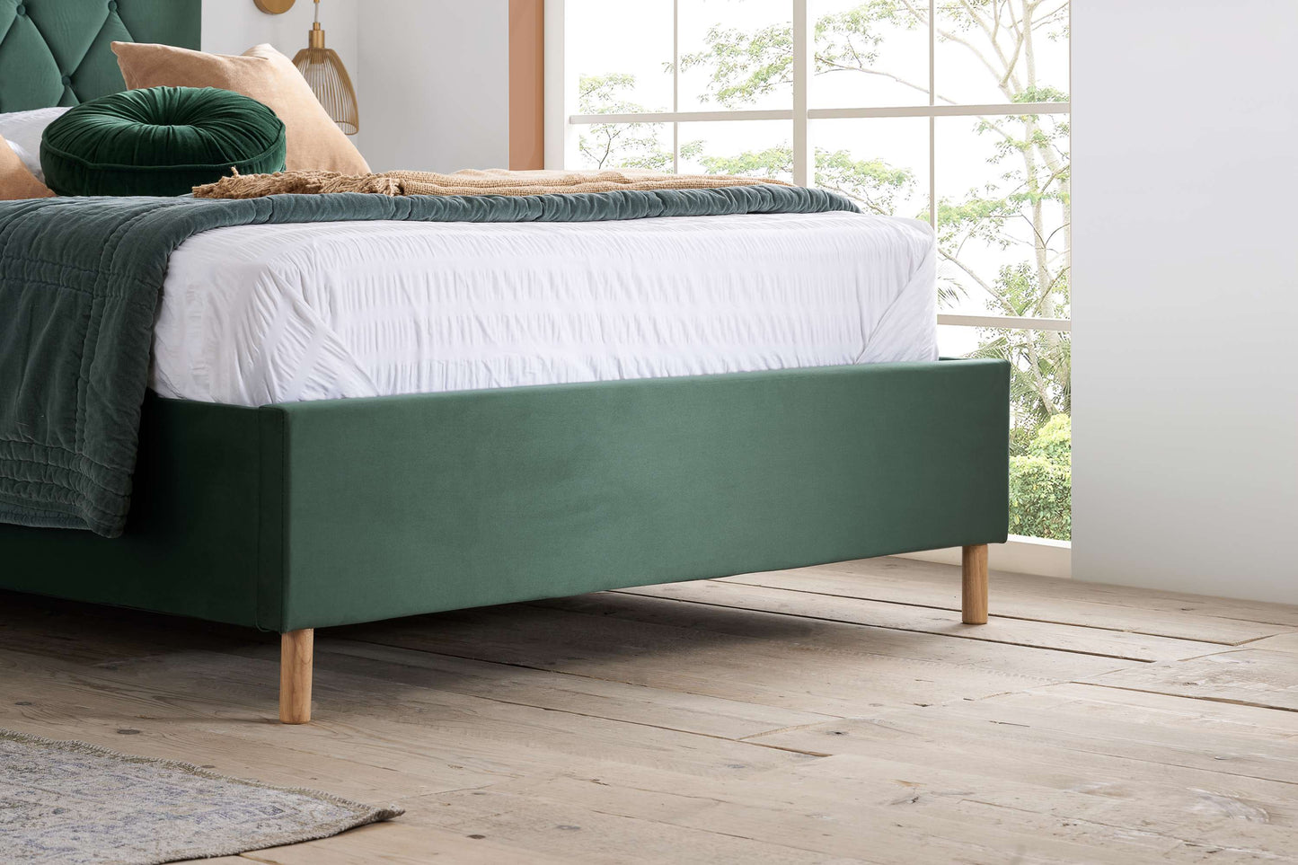 Loxley Green Fabric Ottoman Storage Bed