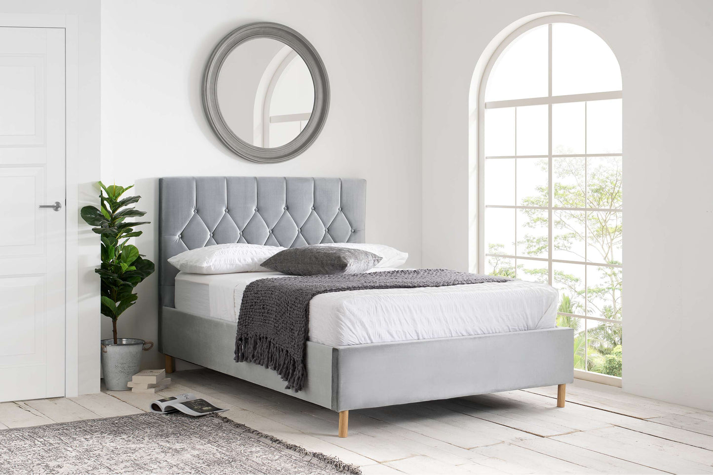 Loxley Grey Fabric Ottoman Storage Bed