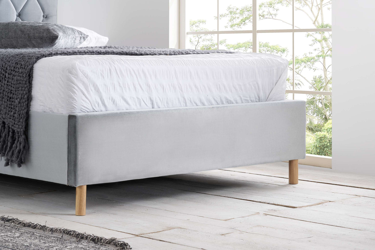Loxley Grey Fabric Ottoman Storage Bed