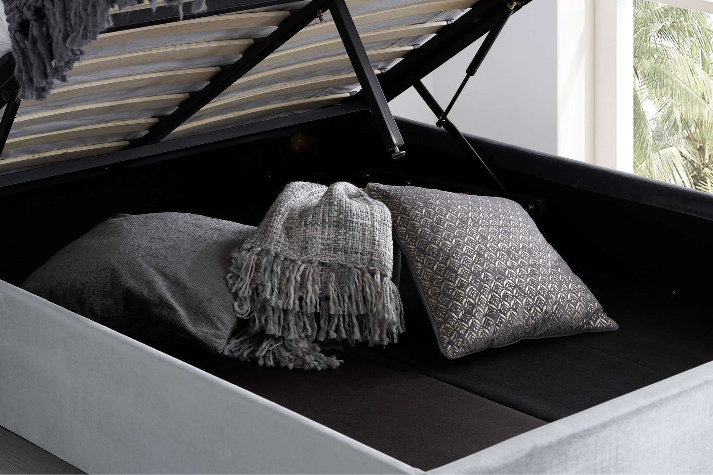 Loxley Grey Fabric Ottoman Storage Bed