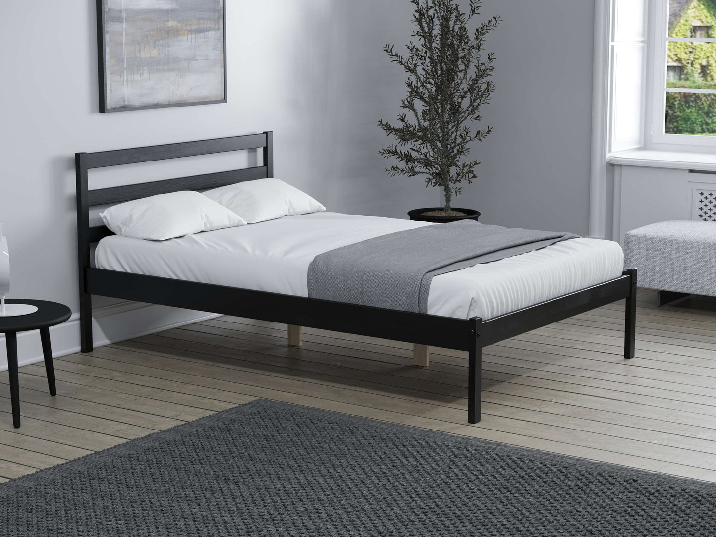 Luka Black Wooden Bed