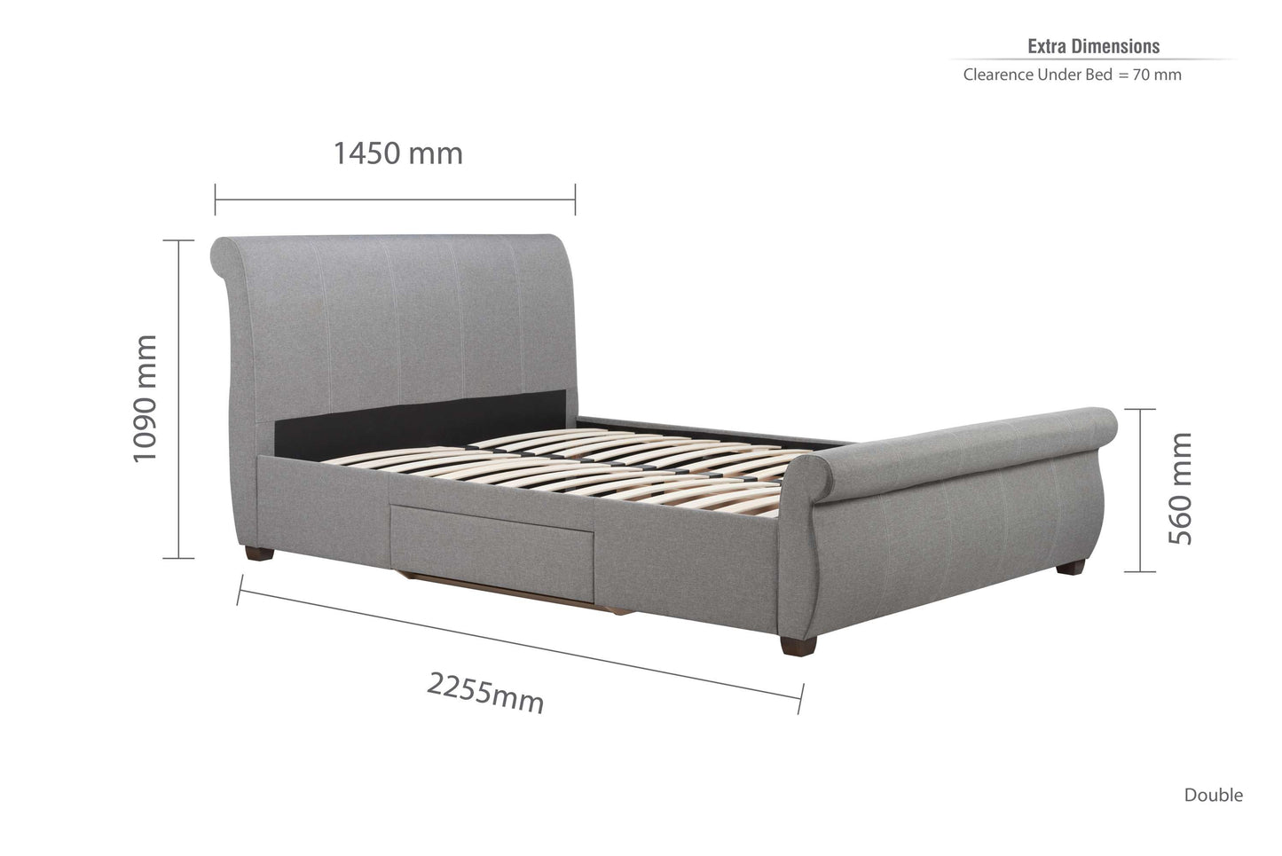 Lancaster Grey Fabric Sleigh Bed