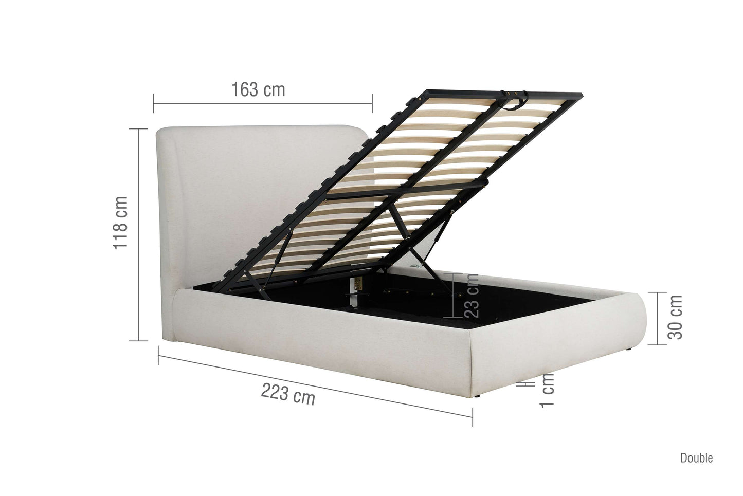 Lanis Cream Ottoman Storage Bed