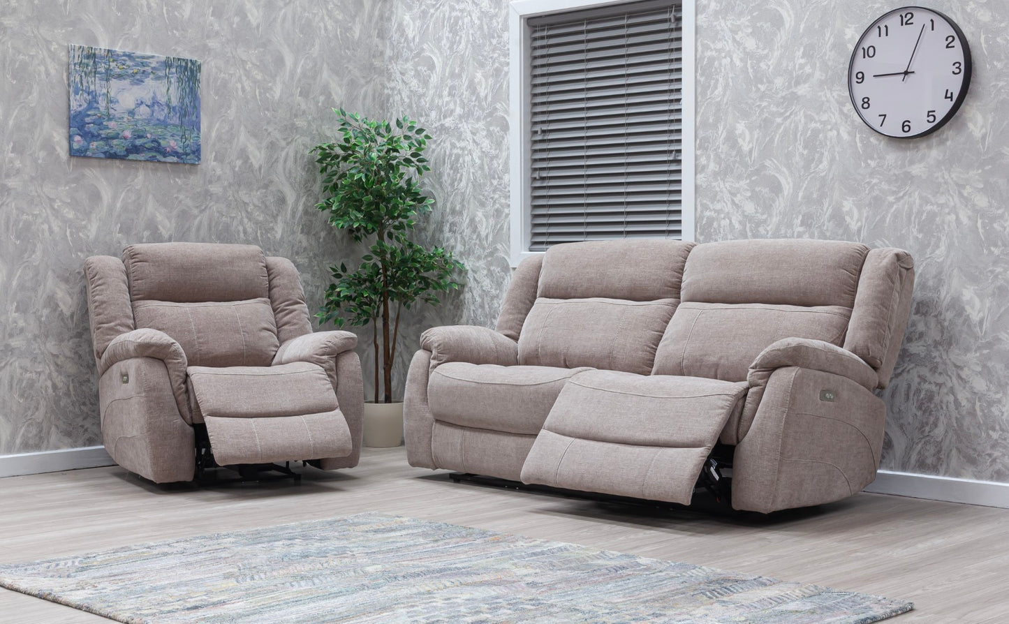 Lorenza Recliner Sofas Champagne Fabric