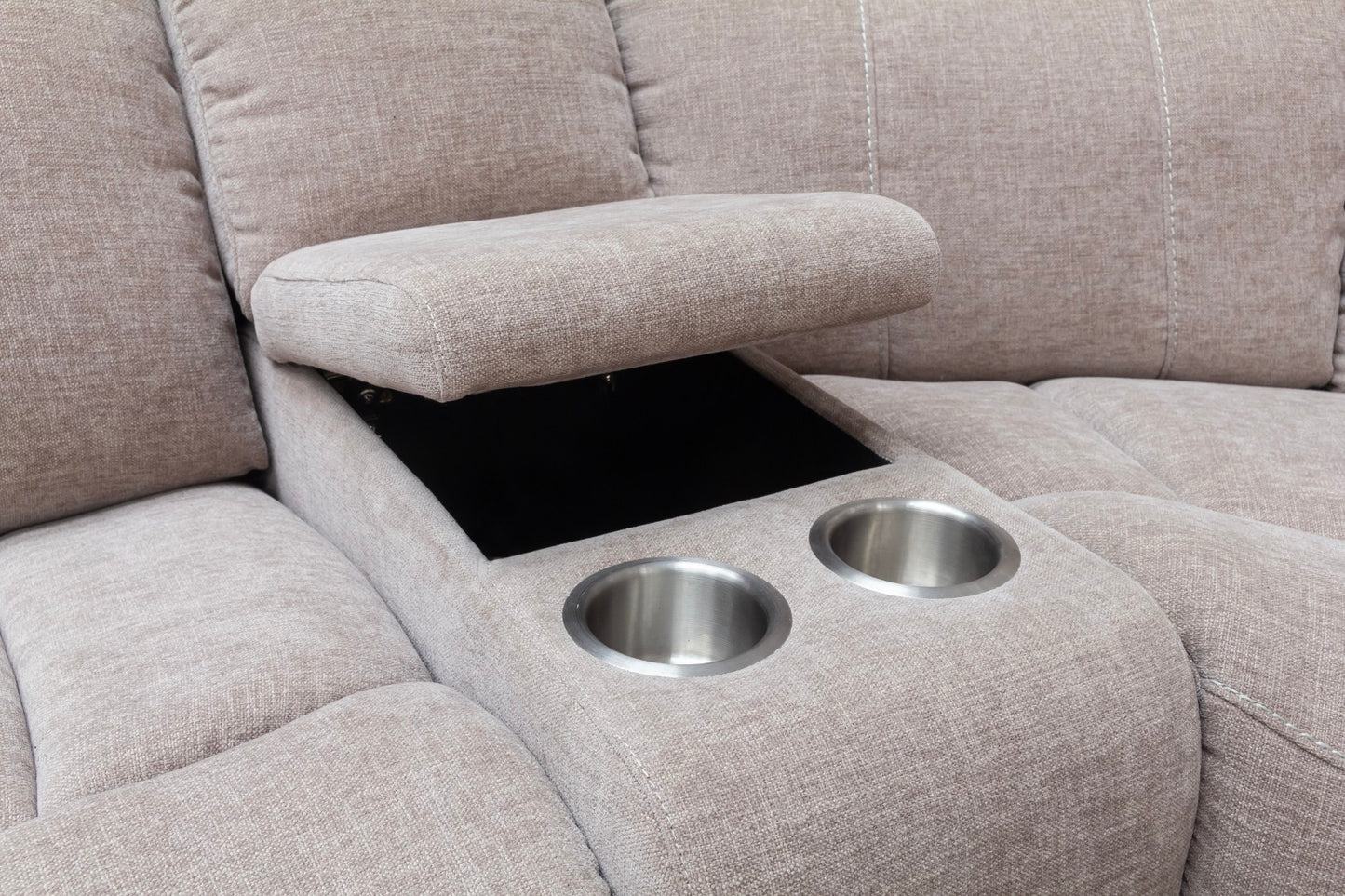 Lorenza Power Recliner Corner Sofas Champagne Fabric