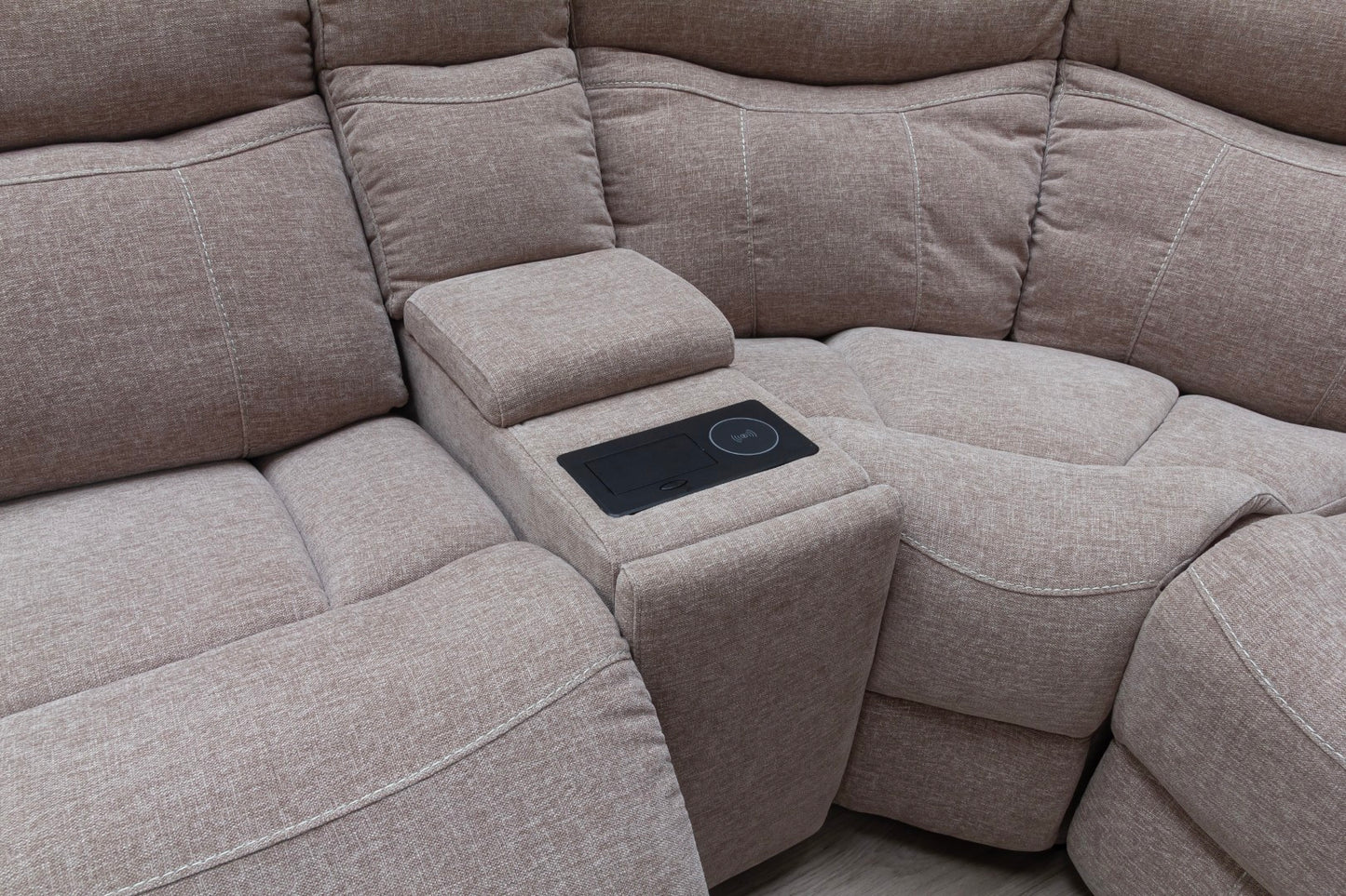 Lorenza Power Recliner Corner Sofas Champagne Fabric