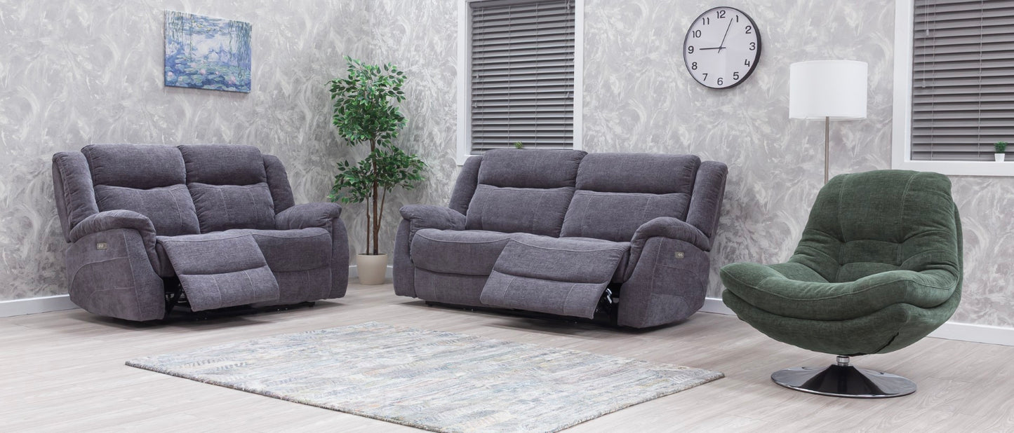 Lorenza Recliner Sofas Grey Fabric