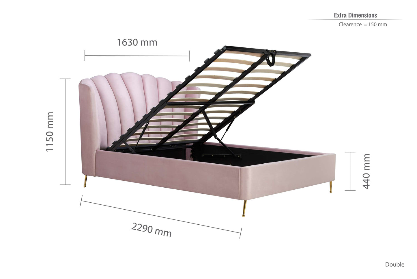 Lottie Pink Fabric Ottoman Storage Bed