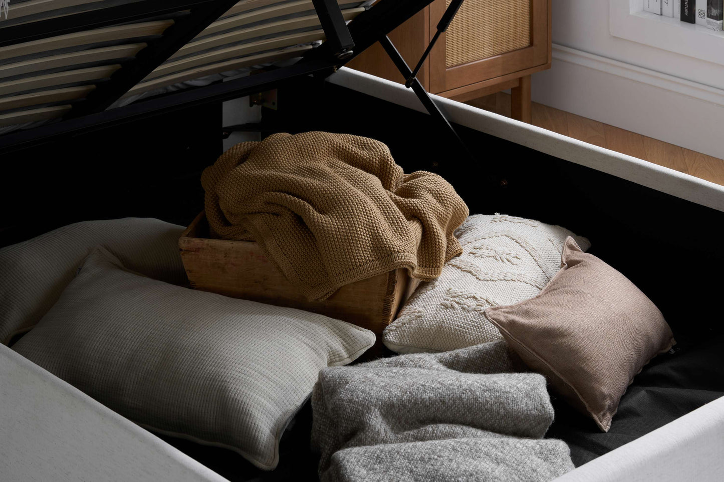 Maisey Cream Ottoman Storage Bed