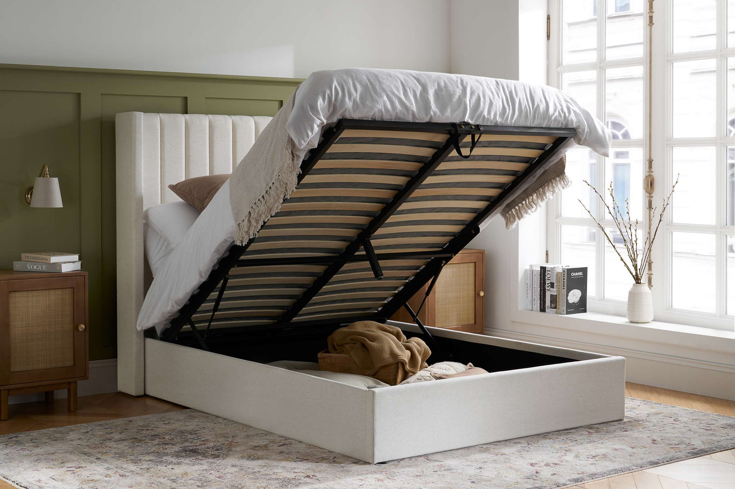 Maisey Cream Ottoman Storage Bed