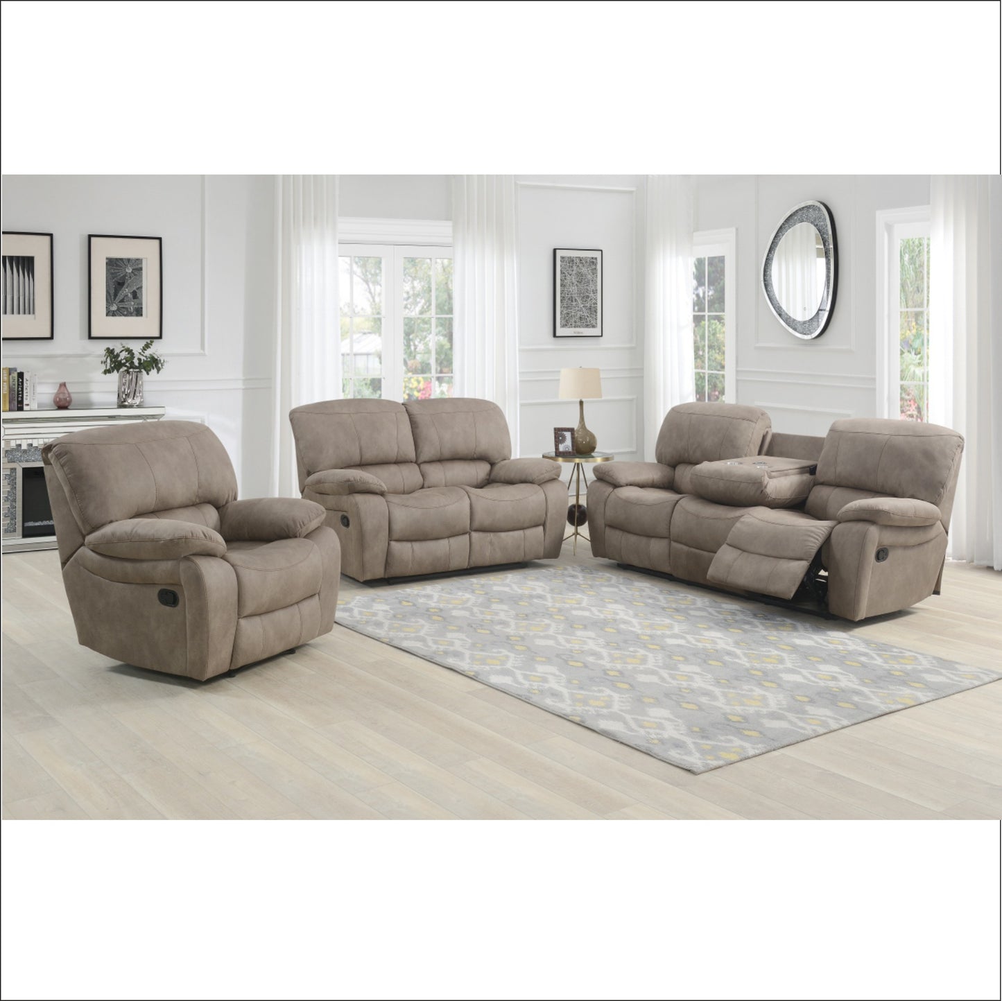 Manhattan Recliner Sofas - Stone Brown Fabric