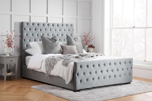 Marquis Grey Velvet Bed