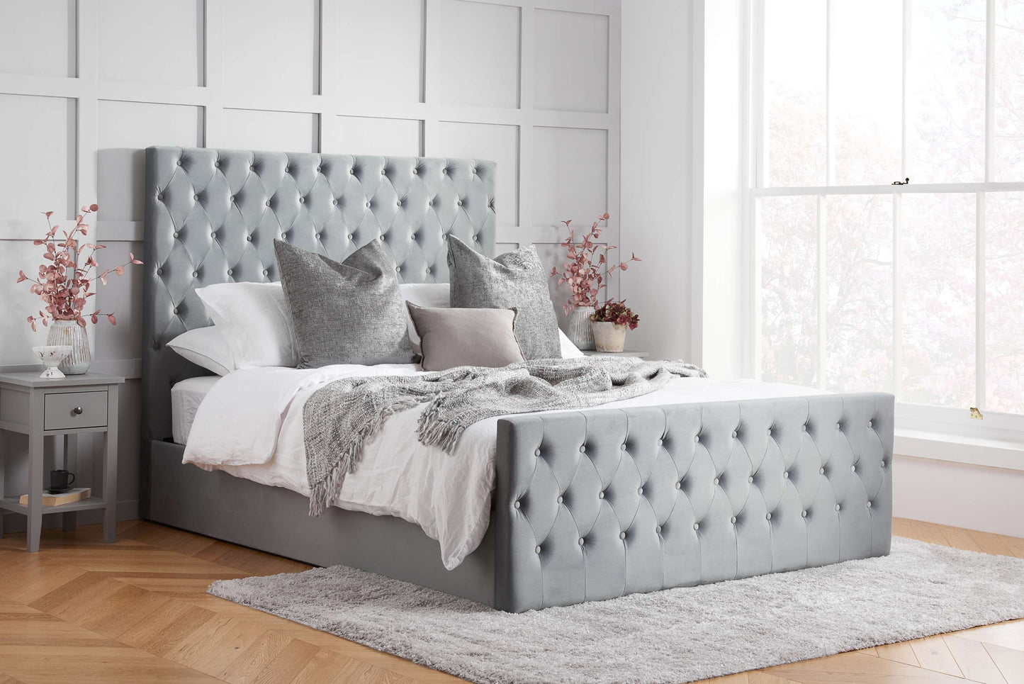 Marquis Grey Fabric Ottoman Storage Bed